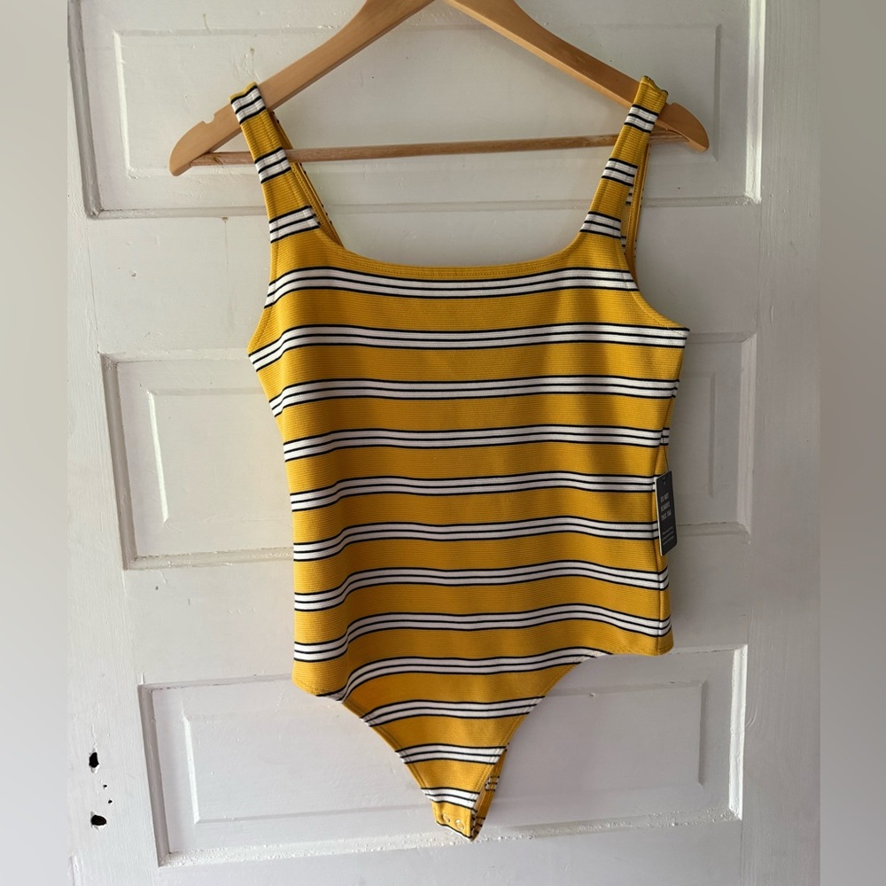 Express Yellow and Black Bodysuit One Piece NWT